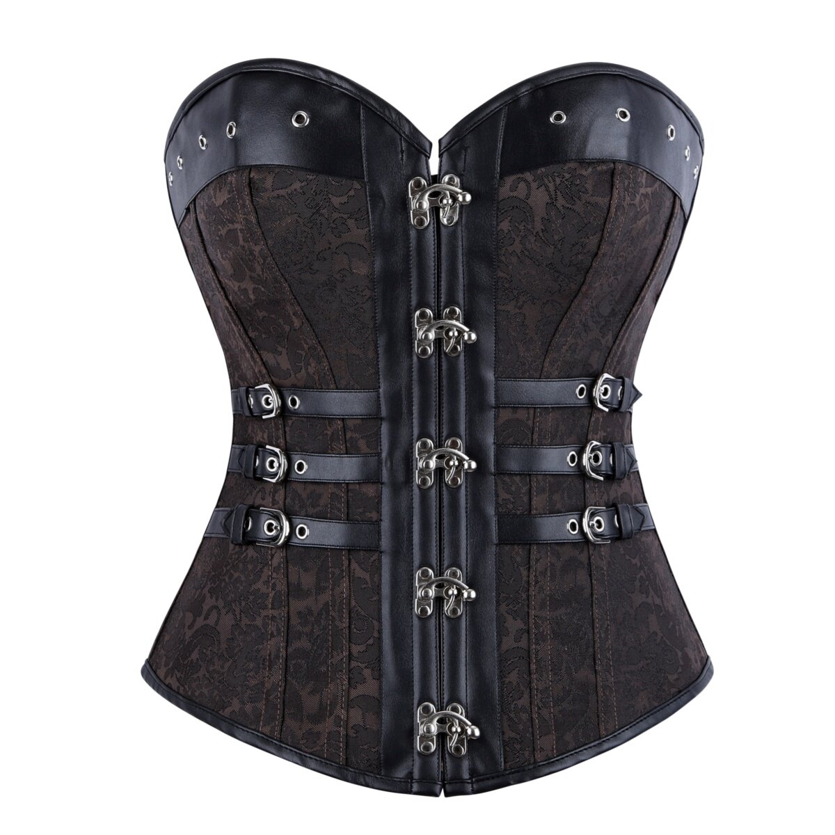 哥特宫廷塑身马甲复古束腰 棕色提花皮胸衣cos朋克骑士蒸汽corset