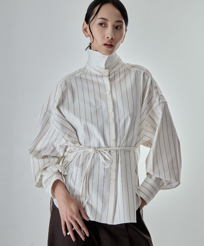 【拍下不退】国内现货STUDIOUS26春夏3种穿法条纹长袖衬衫