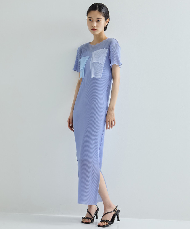 国内现货Kotohayokozawa横泽琴叶25春夏圆领褶皱短袖连衣裙