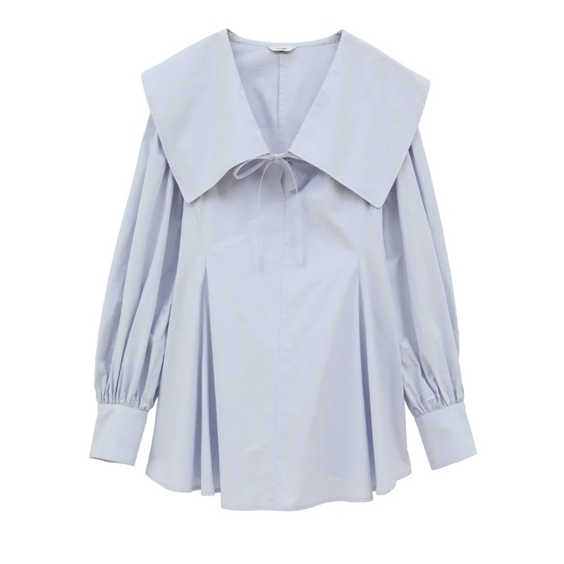 国内现货CLANE松本惠奈 25春夏 蝴蝶结大领子收腰衬衫拍下不退