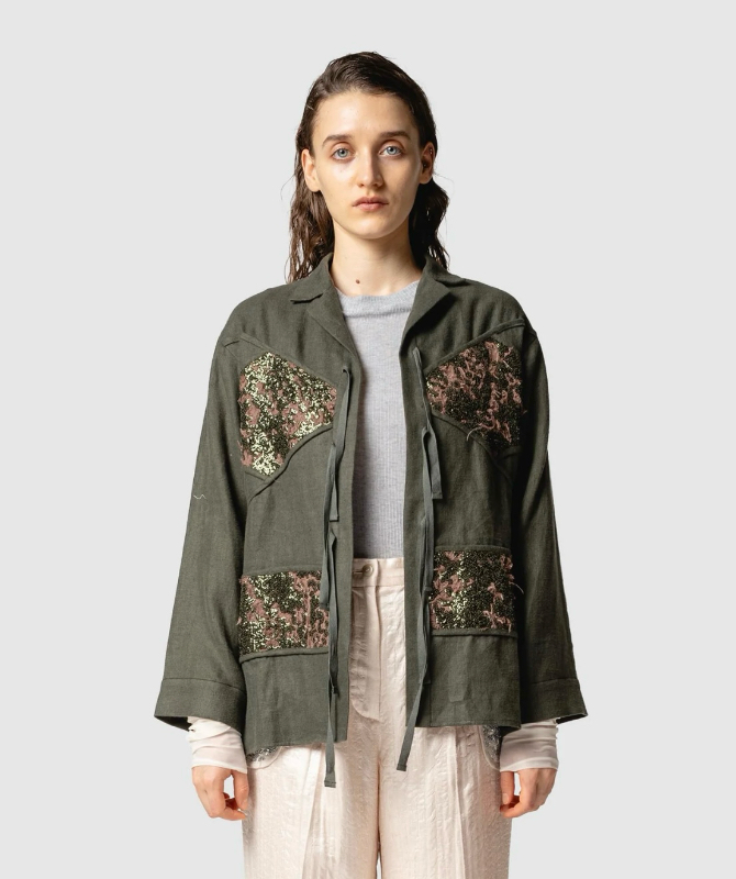 【拍下不退】muller of yoshiokubo 25秋冬 拼接花纹长袖衬衫夹克