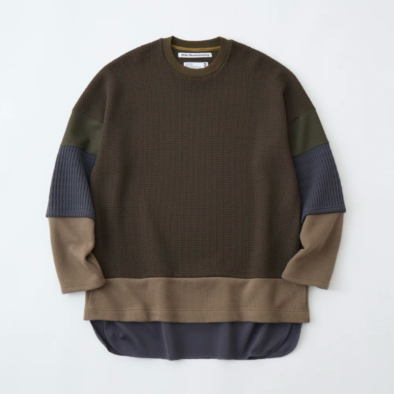 【拍下不退】国内现货Whitemountaineering25秋冬拼接圆领卫衣