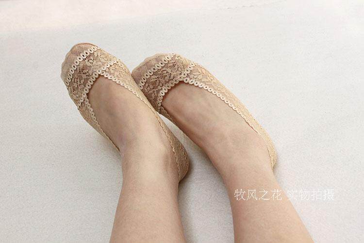 蕾丝硅胶防滑隐形船袜