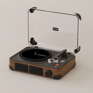 正版 SYITREN赛塔林T400 木纹色黑胶唱机蓝牙复古一体式音响礼物