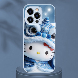 适用可爱卡通舞狮蓝色醒狮HelloKitty凯蒂猫KT中国风OPPOReno15C手机壳VIVOS50Promini小米17Ultra华为mate80
