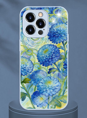 适用iphone17Promax手机壳苹果16保护套OPPOReno15C彩铅蓝色乒乓菊花梵高星空VIVOS50华为nova15ultra荣耀WIN