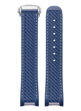 百达表带适配欧米茄海马300AT150蓝金针队长大黄蜂橡胶硅胶手表带