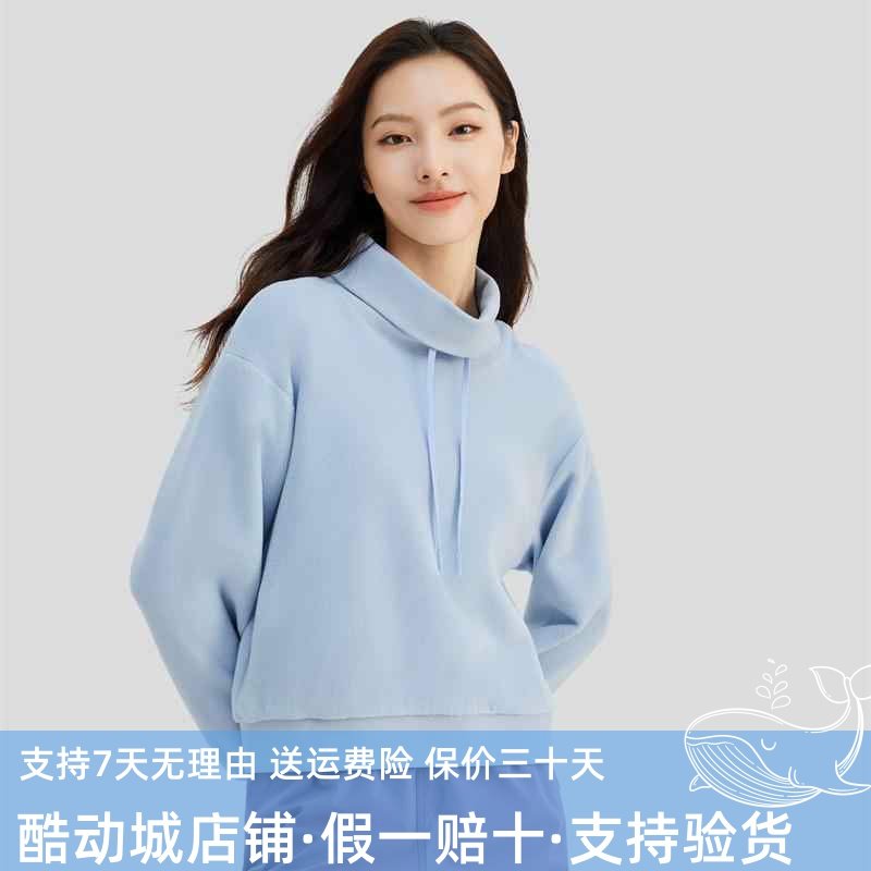 斯凯奇女子秋季短款针织高领加绒