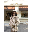 VASSE 保暖皮草女宽松廓形慵懒外套 贵气冬日氛围感定染狐狸毛短款