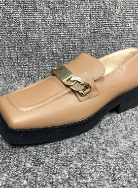 aeromaxer新款里外全真皮羊皮英伦风粗跟金属扣舒适单鞋35.38码