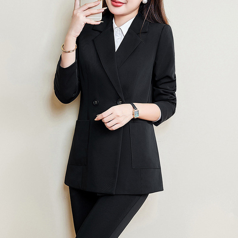 小个子正装职业西装外套女春秋工装大码宽松中长款西服套装工作服