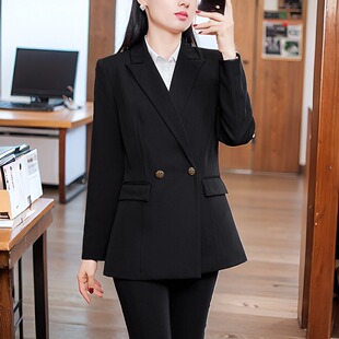 西装外套女高级感春秋西服大码胖mm职业工作服中长款气质修身正装