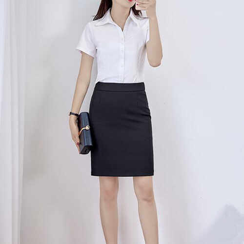 工作服显瘦夏季白色大码修身免烫