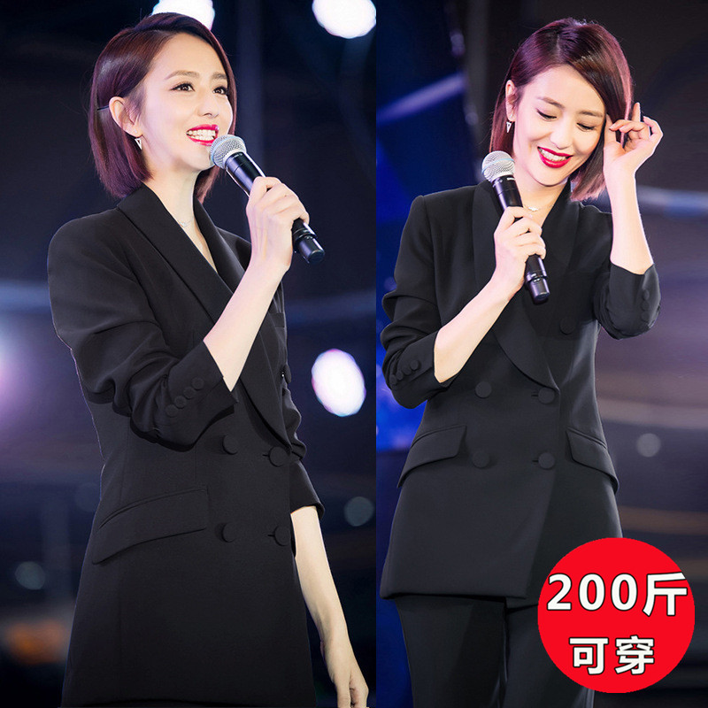 2026春季新款大码西服套装女遮肚显瘦韩版胖mm西装职业装ol两件套