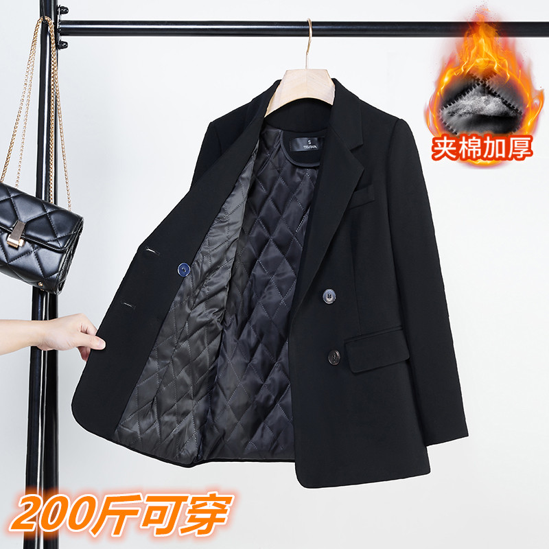 大码夹棉西装女秋冬保暖西服外套