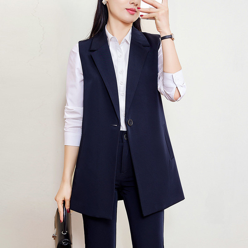 西装马甲大码女装显瘦春秋小个子无袖坎肩马夹胖mm中长宽松外套女