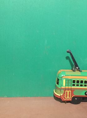 【大青蛙创作团】80后怀旧经典铁皮发条电车 轮船 玩具 礼品摆件