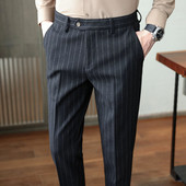 男春季 抓绒男裤 款 条纹裤 西裤 男修身 男士 子商务休闲裤 0204w