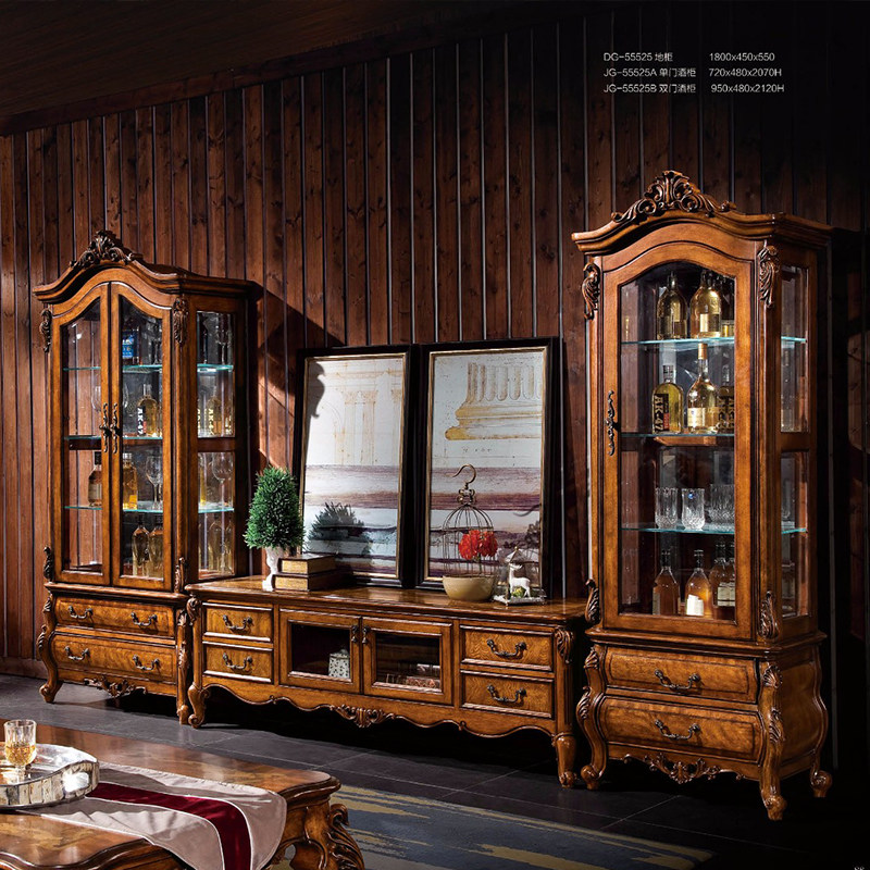 简约美式组合电视柜酒柜家用大户型客厅影视柜地柜矮柜欧式家具