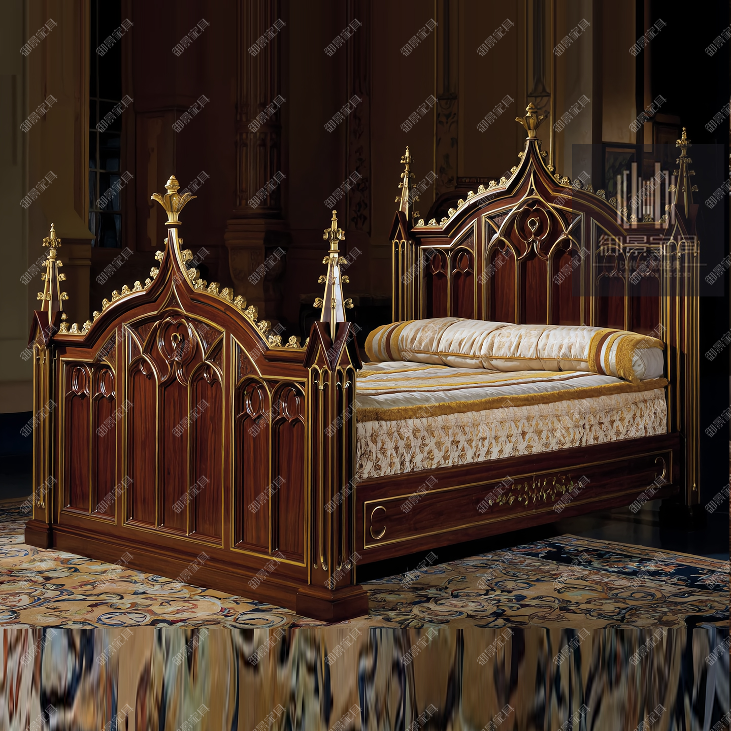 欧式住宅家具定制法式巴洛克双人床主卧床别墅工程高定实木床婚床