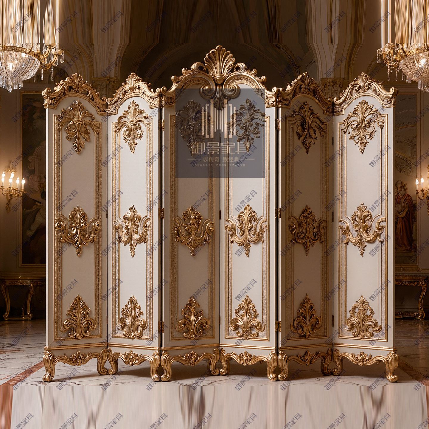 法式实木屏风双面隔断客厅玄关装饰遮挡折叠屏风围墙欧式摆件家具