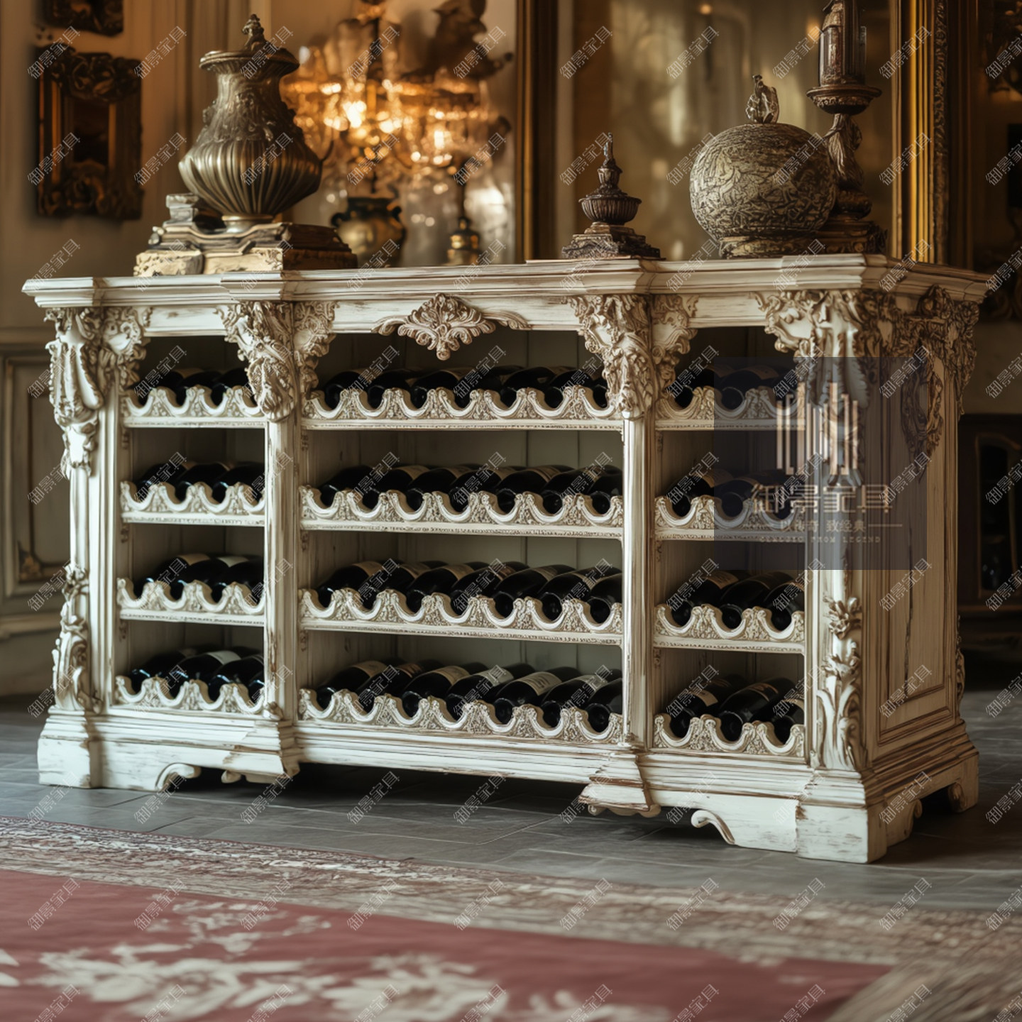 法式实木酒柜欧式古典雕花酒柜客厅装饰柜储物柜餐边柜