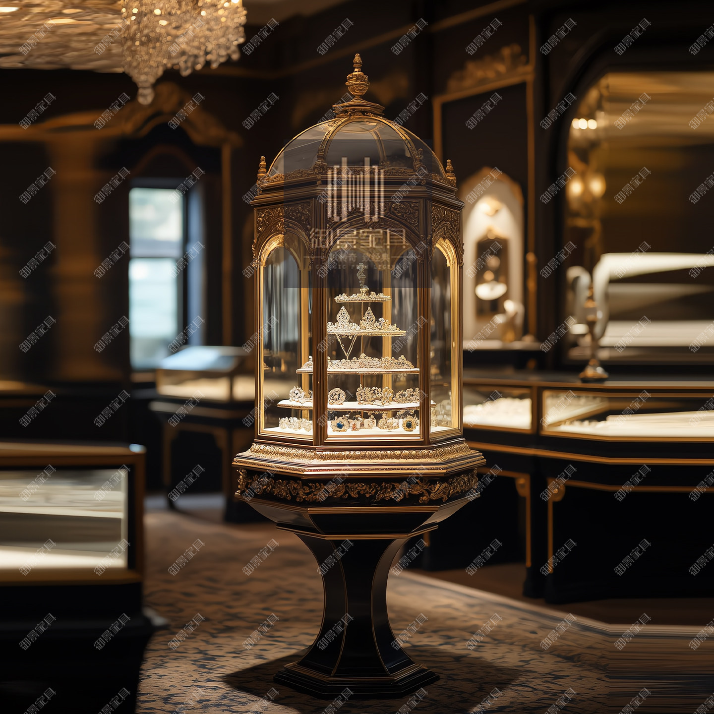 美式奢华酒柜欧式复古雕花珠宝首饰古董陶瓷名酒奢侈品展示收纳柜