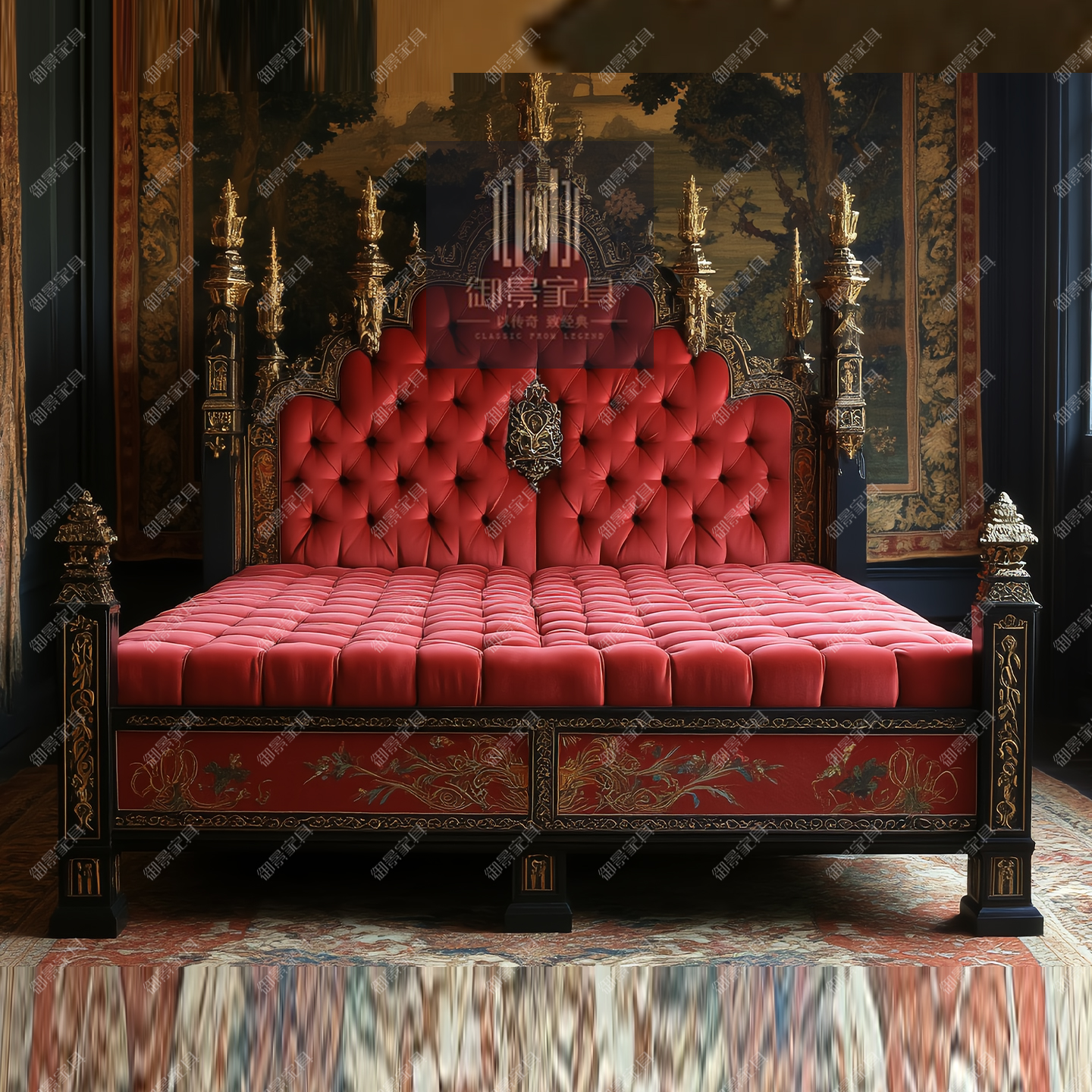 婚床定制欧式真皮实木床法式巴洛克柱子床主卧公主床烤漆家具卧室