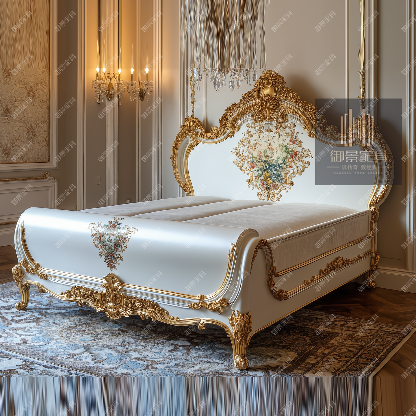 欧式奢华实木床法式高端奢华主卧彩绘床女儿房大床别墅卧室家具