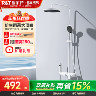 瑞尔特淋浴花洒套装卫生间家用大顶喷置物台冷热增压洗澡淋浴器K6