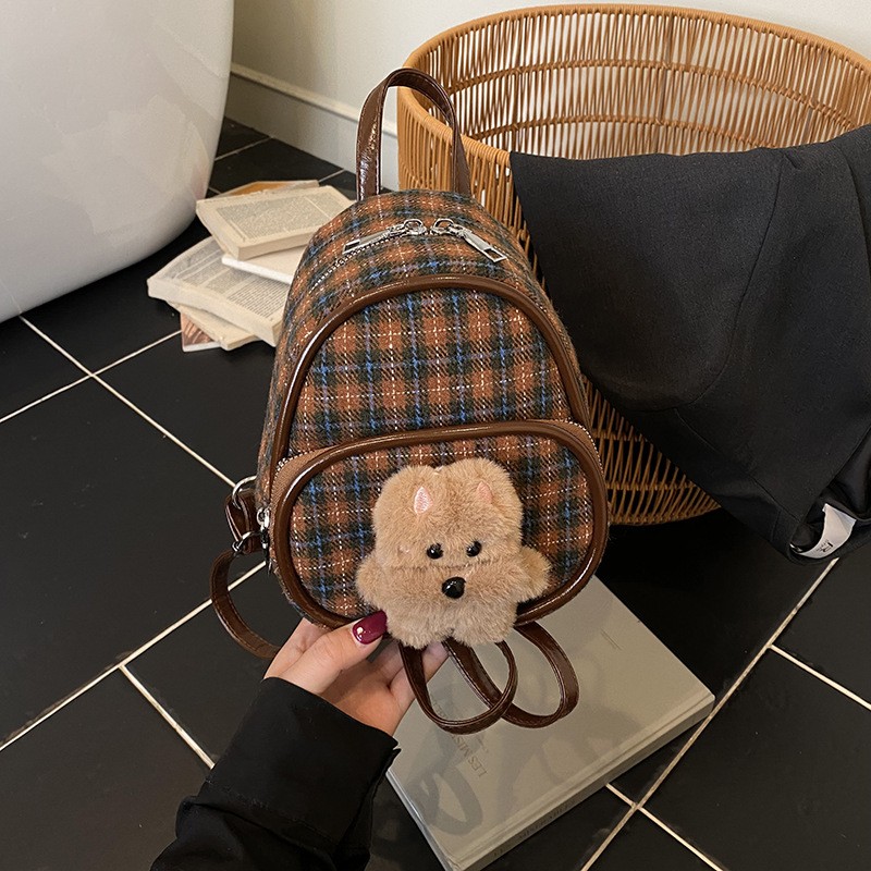 2025新款可爱格子旅行双肩
