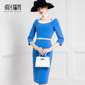 希区瑞普高端复古连衣裙春夏款女装气质法式赫本修身优雅中长裙