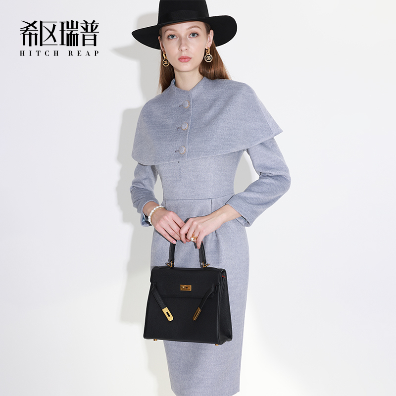 高级感名媛风包臀连衣裙斗篷可拆