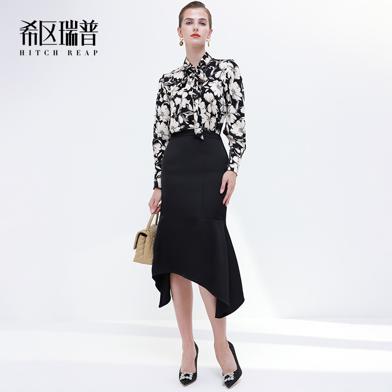 法式复古不规则女鱼尾半身裙