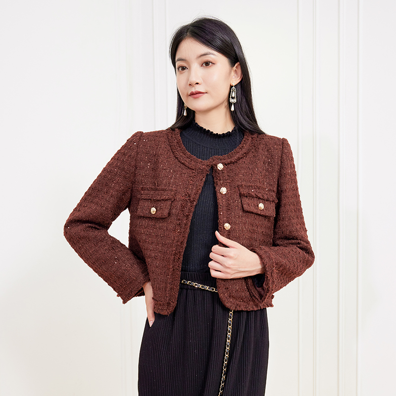 希区瑞普气质粗花呢小香风短外套