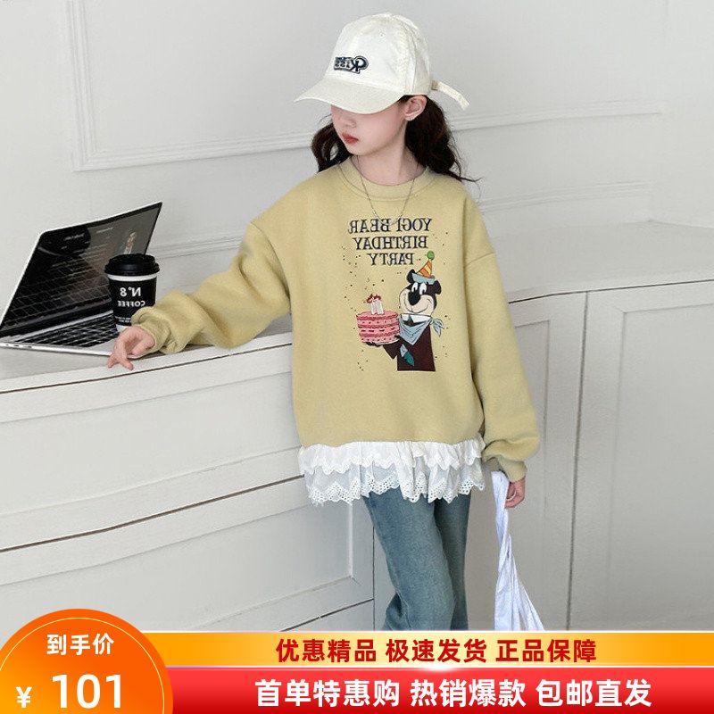 女孩蕾丝女童上衣儿童边新款款