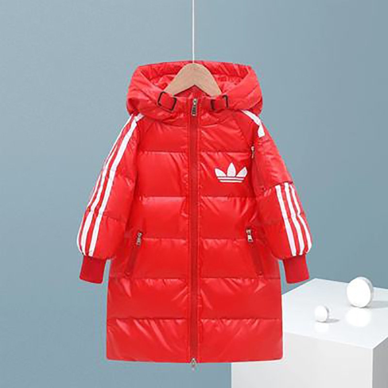 奥特莱斯男女儿童装2025冬红色年服免洗中长款保暖羽绒棉外套风衣