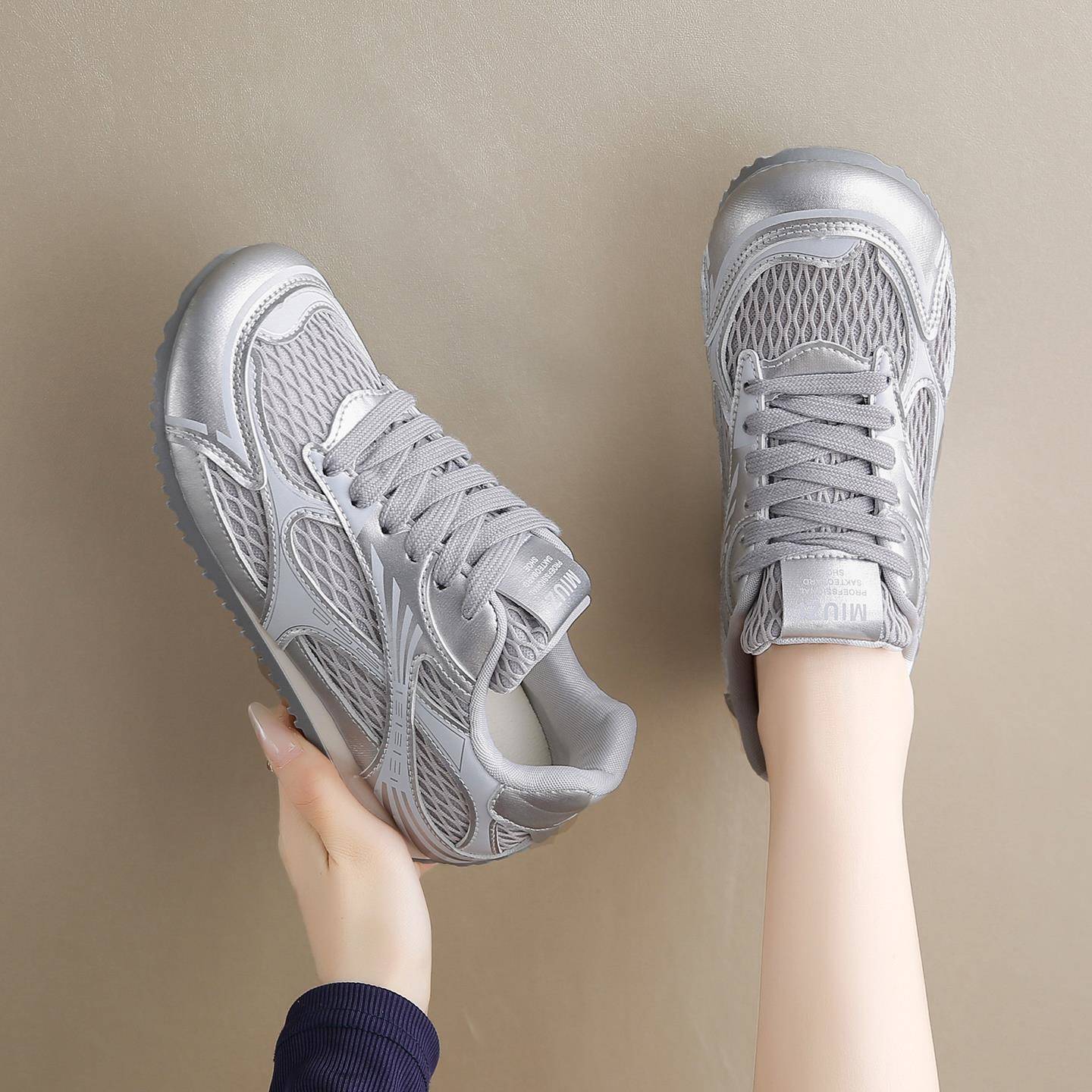 运动鞋女款2025新款秋季网面隐形内增高软底德训鞋轻便防滑休闲鞋