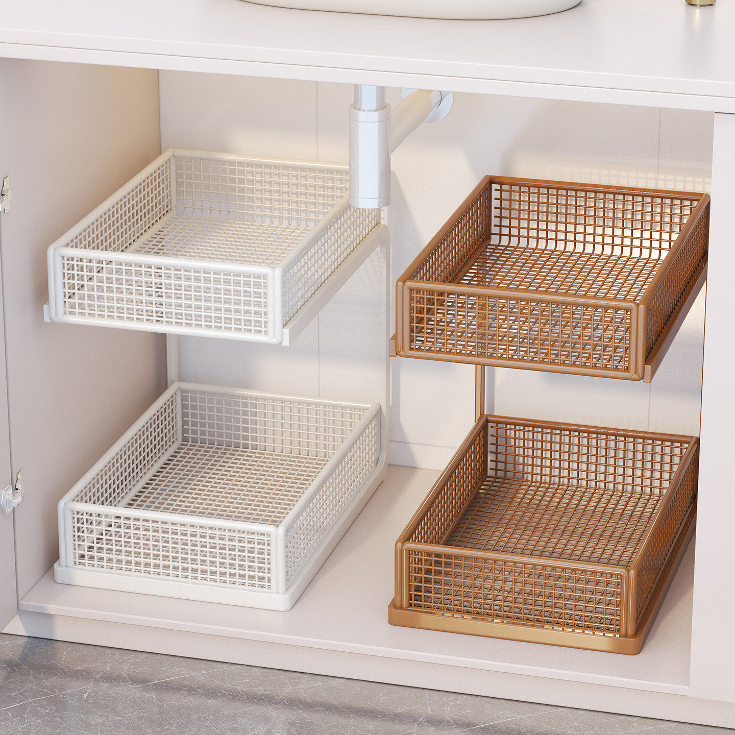 下水槽置物架浴室柜下收纳神器卫生间收纳拉篮厨房橱柜内分层架子,家庭/个人清洁工具,浴室角架/置物架,淘宝优惠券,粉丝福利购,淘宝优惠卷