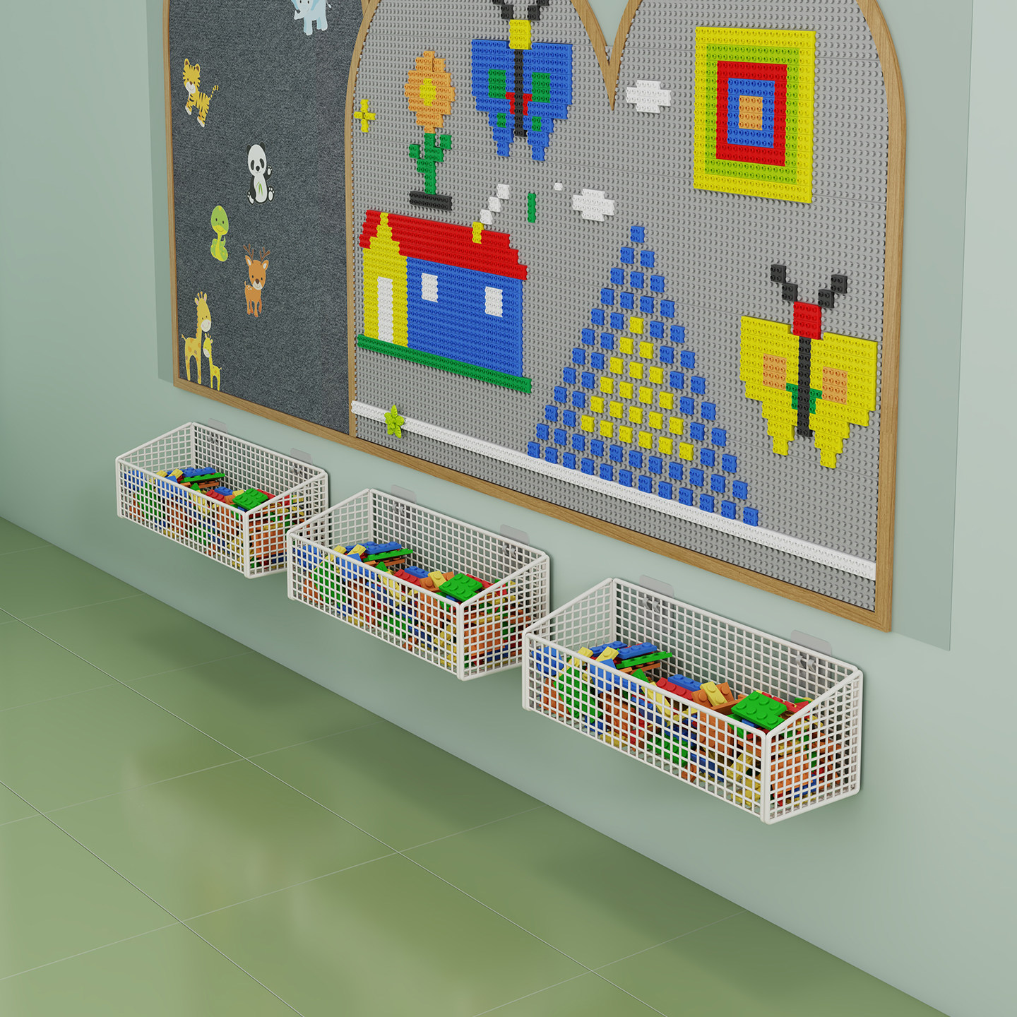 幼儿园积木墙壁挂式收纳槽大颗粒墙面收纳盒免打孔儿童玩具积木槽,收纳整理,积木收纳盒,淘宝优惠券,粉丝福利购,淘宝优惠卷