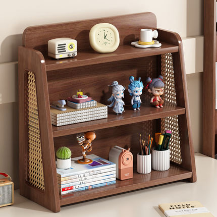 实木书架桌面置物架家用儿童书桌立式多层收纳架办公室桌上小书柜