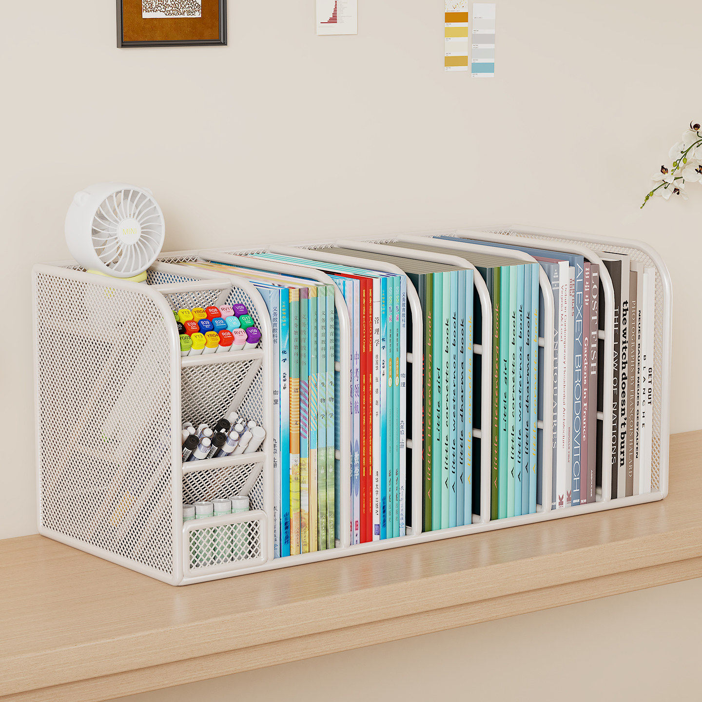 书立架桌面书本收纳架学生书桌文具笔筒书架办公桌文件分类置物架