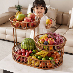 2026新款水果盘客厅家用多层水果篮中古风轻奢高档零食摆放置物架