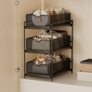 包包收纳神器存放衣柜分隔板放包包的置物架多层可抽拉内衣整理架