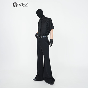 男廓形正肩免打结衬衣领带 衬衫 VE2 cleanfit重磅免烫弯月领针短袖