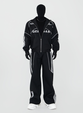 VE2 春立领赛车服防泼水休闲运动套装男宽松刺绣夹克外套直筒长裤