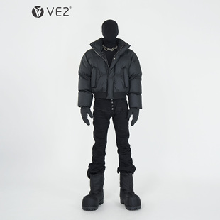 保暖高领棉服 棉衣加厚手塞绒棉面包服男肌理感冬季 VE2 高级感短款