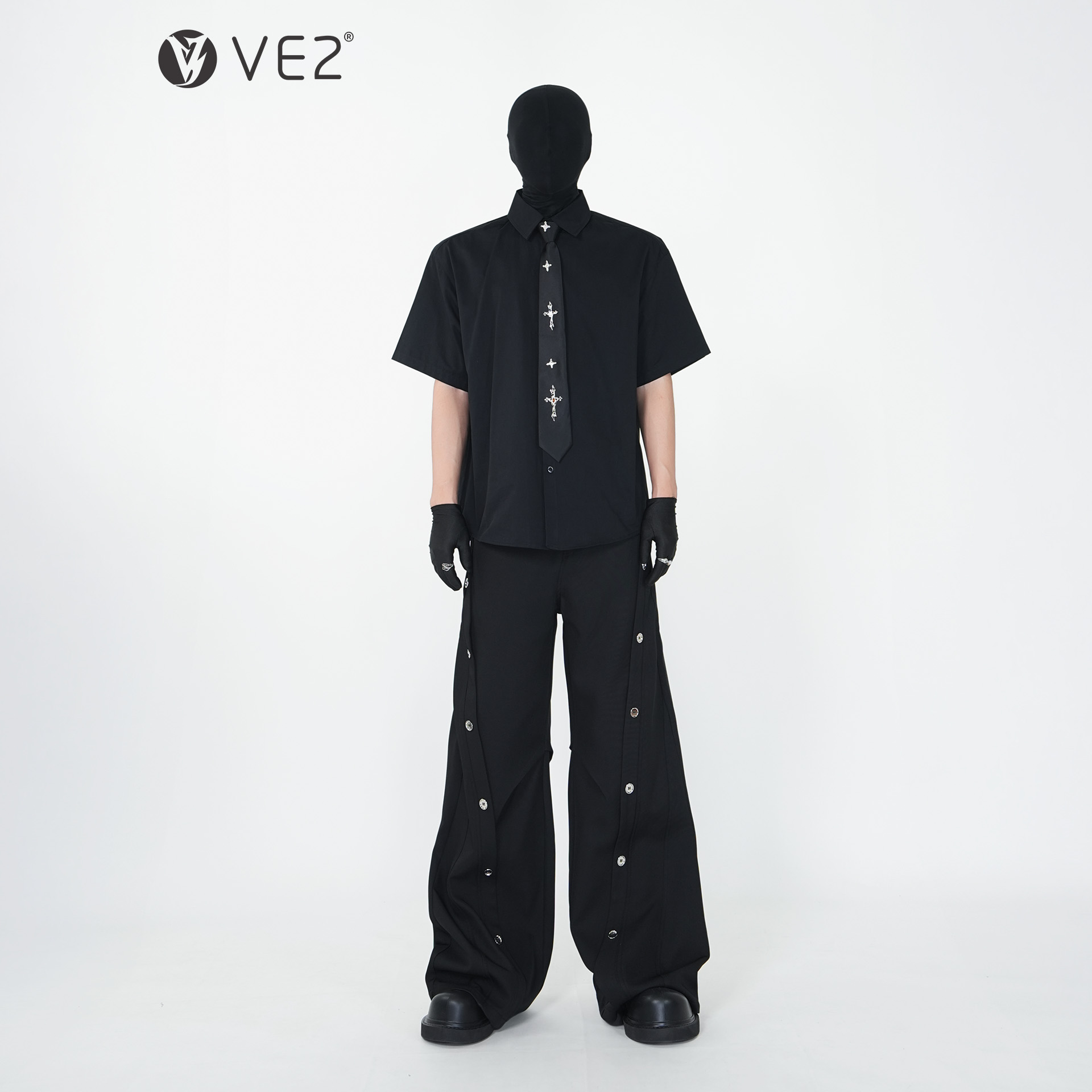 VE2先锋朋克纯棉短袖衬衫