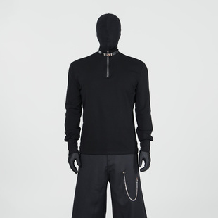 男重磅高级感长袖 打底衫 T恤 cleanfit纯色皮扣半高领设计修身 VE2