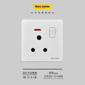 墙壁电源式 开关插座暗装 三孔圆孔插座 白色一开15A印度式 家用暗装